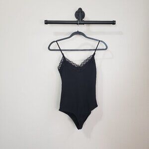 Ambiance Black Lace Ribbed Tank Top Bodysuit Size Large